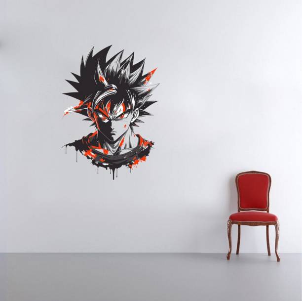 WallWonders 44 cm Artistic Impression " Goku " Multi color Vinly Wall Stickers Size 44X59 Self Adhesive Sticker