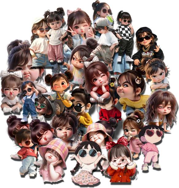 MJ PrintLab 2 inch Butki Girl Vinyl Stickers | Laptop, Smartphone, Bottle, Diary - Waterproof Self Adhesive Sticker