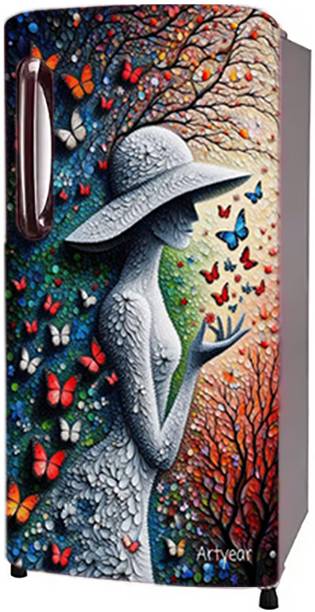 Craft Advertising 124.46 cm Fridge sticker for single Door fridge size 24x49 inch Self Adhesive Sticker