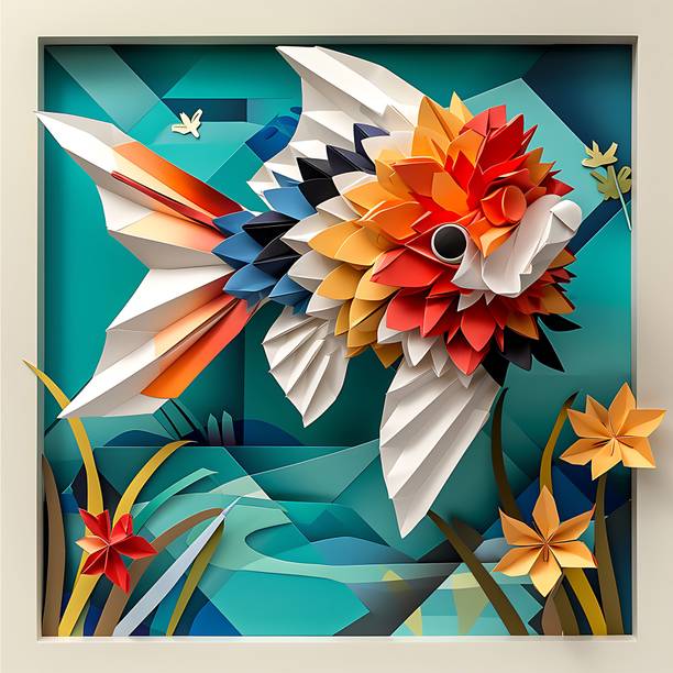 SoFFXia 18 inch Bonito_Origami Animal 3D Decorative Wall Sticker for Living Room Self Adhesive Sticker