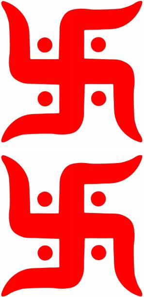 ShubhFly 13 cm Red Swastik Sticker for Door, Mandir and Wall Self Adhesive Sticker