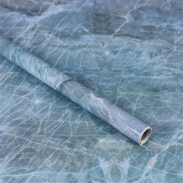 lOMESH 200 cm PVC Self Adhesive Waterproof Wallpaper Marble Paper Removable Film Sticky Back Plastic Roll for Kitchen Counter top Furniture Door Table Cabinets Decorative - Light Blue,200 x 60cm Self Adhesive Sticker