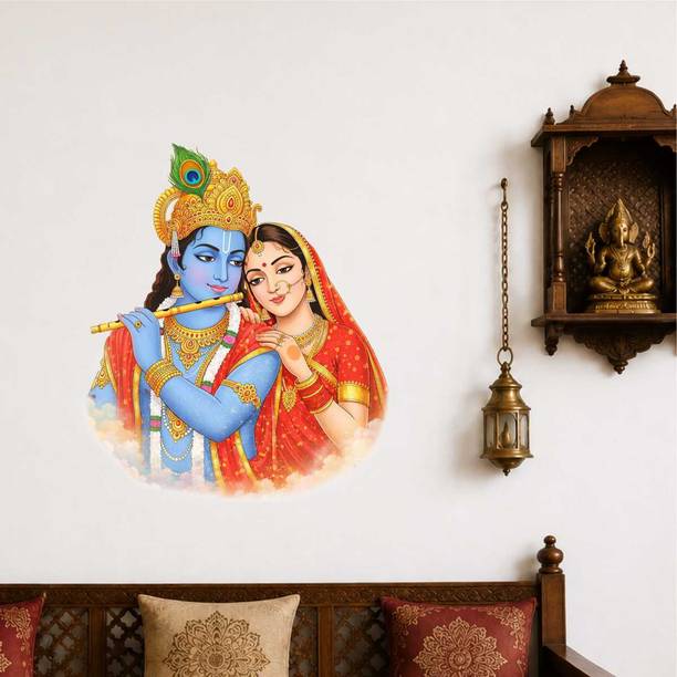 rawpockets 50 cm Radha Krishna Love Spiritual Self Adhesive Sticker