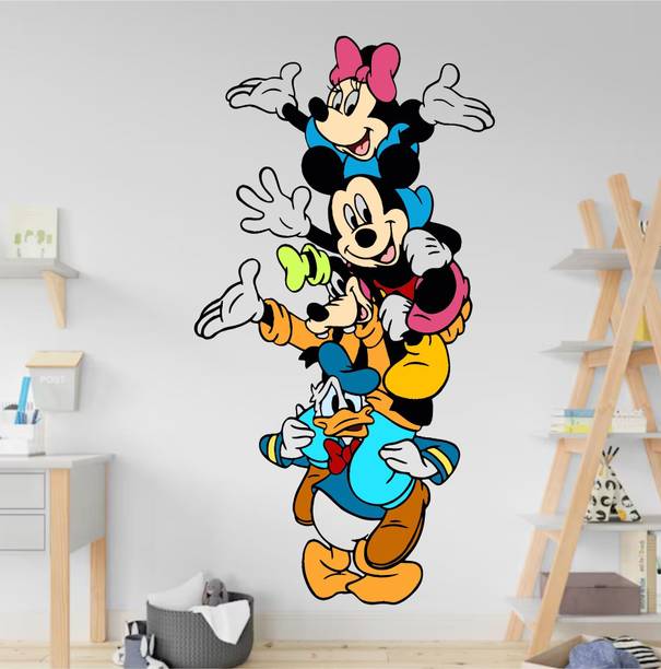 Azan Creation 40 cm Mickey mouse family cartoon Wall Stickers & Murals Size - 40x78cm Self Adhesive Sticker