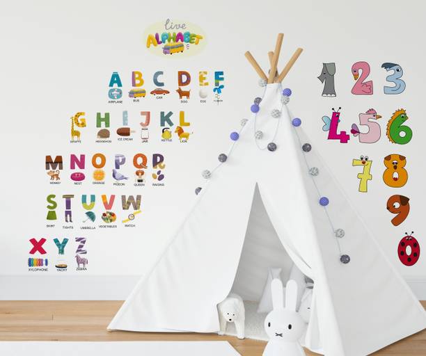 rawpockets 95 cm ' Alphabets and Numbers Combo'Wall Stickers |PVC Vinyl | Self Adhesive Sticker