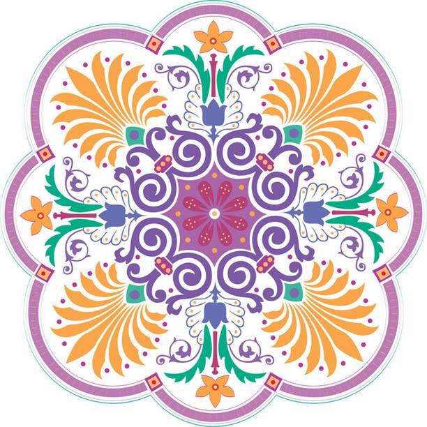 ShreeJiPrinting 24 inch Floor Rangoli 24X24 Inches Square Shape Stickers for Home,Office,Schools - 125 Self Adhesive Sticker