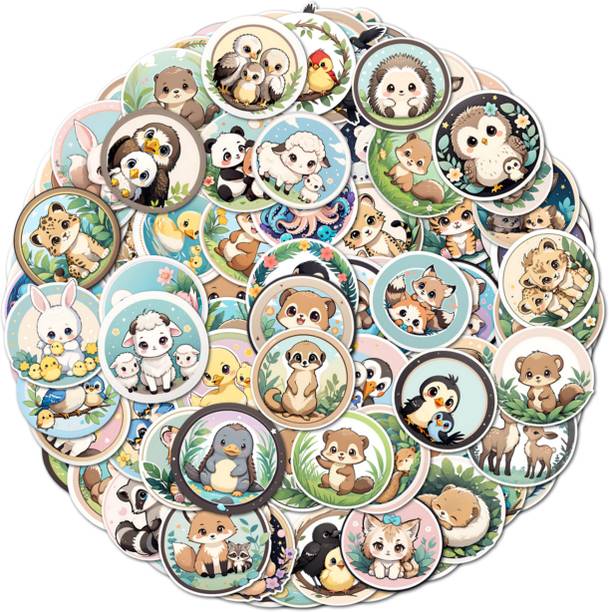 EXO DECOR 4.72 cm Cute Baby Animals and Birds Sticker Pack for Kids Scrapbook Craft and Decor Reusable Sticker