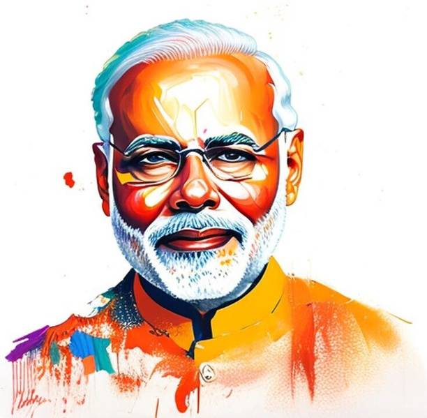 swaroopa 16.5 inch Narendra Modi Sticker Self Adhesive Sticker