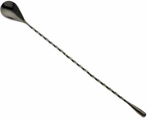 Dynore Stainless Steel Black Matt Teardrop Twisted Design Bar Spoon/ Stirrer Steel 30 cm Stirrer