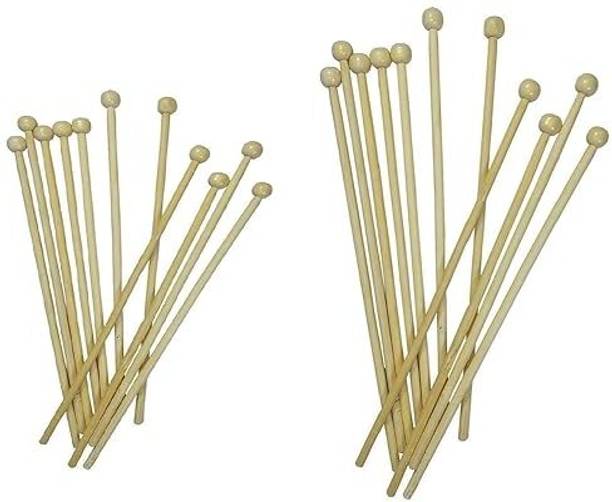 HAVME Wooden Cocktail Stirrer Stick with Ball Combo Pack of 50 each (6 Inch+8 Inch) Bamboo 20 cm Stirrer