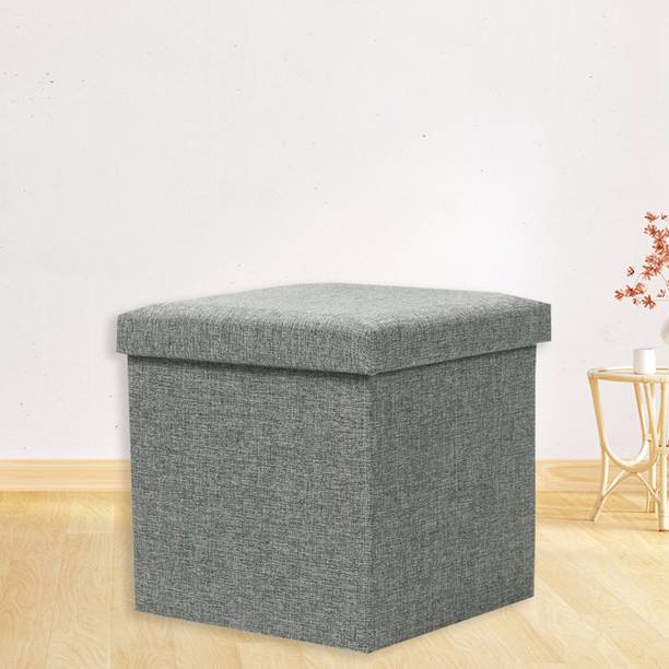 KUBER INDUSTRIES Square Folding Seating Stool for Toy-Clothes-Books|M ZH007GY|Gray Stool