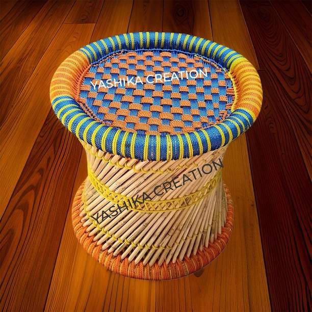 YASHIKA CREATION Cane Bar Stool Mudda/modha/modha for Indoor/Outdoor multicolor Outdoor & Cafeteria Stool