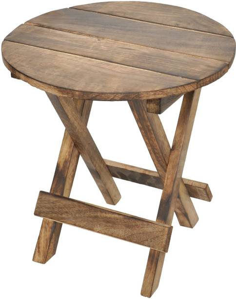 CRAFTSMIND Elegant Brown Foldable Wooden Round Stool: Stylish Comfort for Living & Bedroom" Living & Bedroom Stool