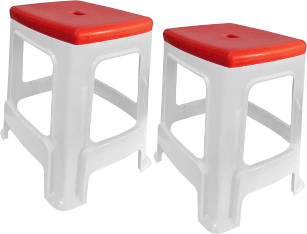 wow craft Heavy Duty Plastic Seating Stool for Home, Office & Garden Red Top Living & Bedroom Stool