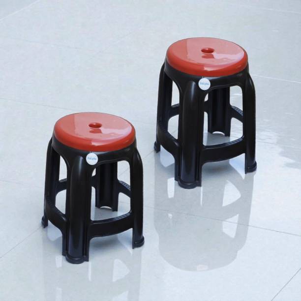 EzLyfe Pack of 2 MultiUse Heavy Duty Plastic Stool Set Outdoor & Cafeteria Stool