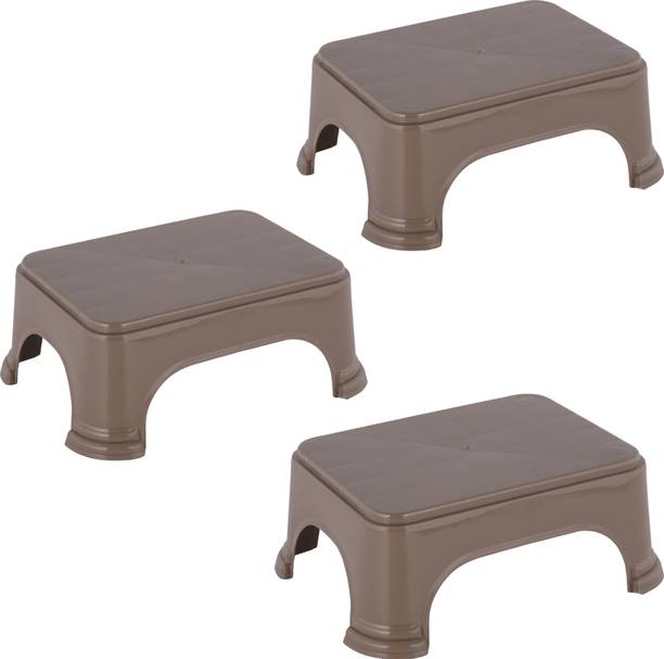 KUBER INDUSTRIES Pack of 3 Durable Bathroom Stool for Bathing for Home | Plain - Brown Stool