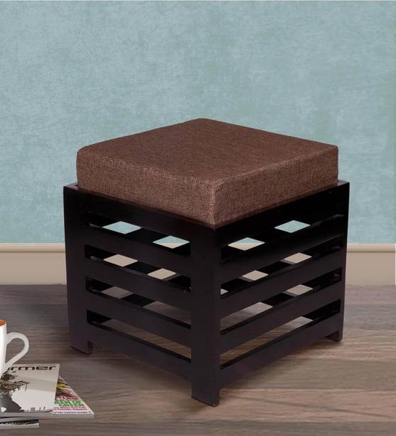 Woodilla Wooden Stool with Cotton Cover, Foot Stools – Multipurpose Footstool, Ottoman Living & Bedroom Stool