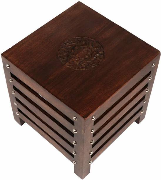 Doon Furniture House Wooden Antique Finish Square Stool /Table for Home /Garden /Office /Shop Stool