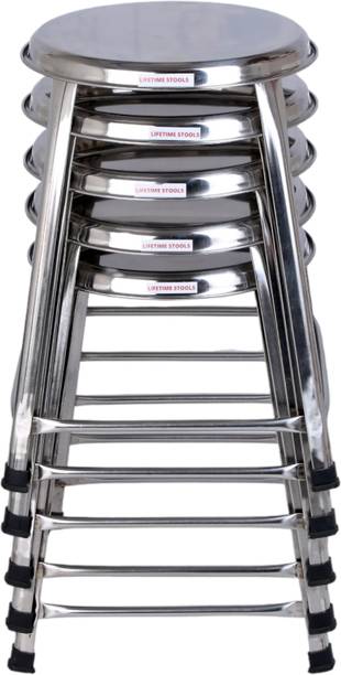 Lifetime Stools Stainless Steel Sitting Stools 18 inch Height Pack of 5 Metal Dining Chair