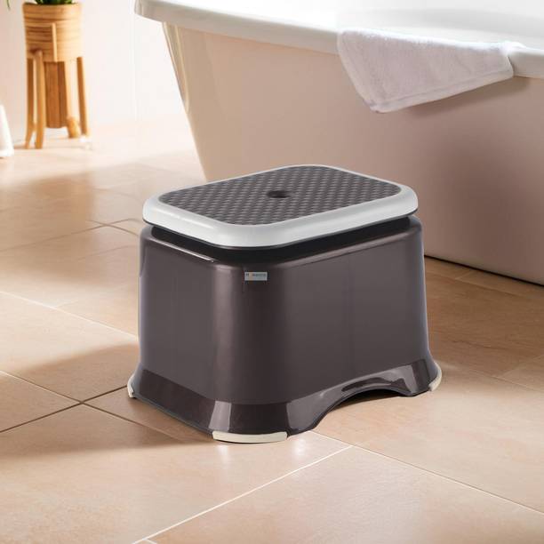 HOMESTIC Anti-Slip Bathroom Stool for Bathing | Check Ultra 10- Brown Stool