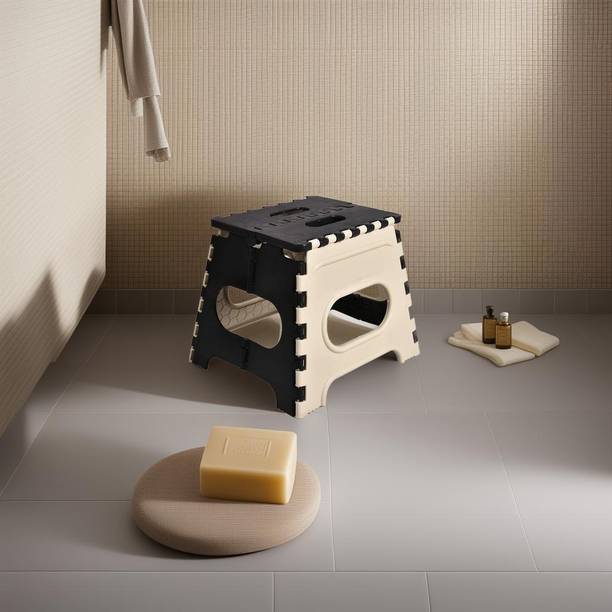 Dev Enterprise Folding Stool for Adults and Kids Bedroom & Kitchen Stool (Grey) Stool 12 Inch (Black, Grey) Stool