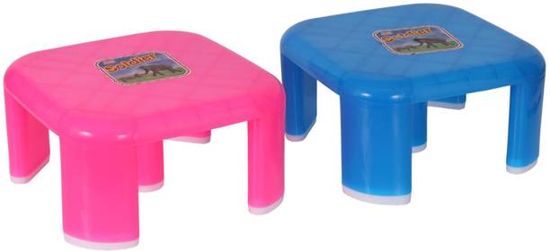 Orange PLAST DECENT PLASTICS Heavy Plastic Strong Multipurpose Combo Stool Anti-Slip 5 Legs Bathroom Stool