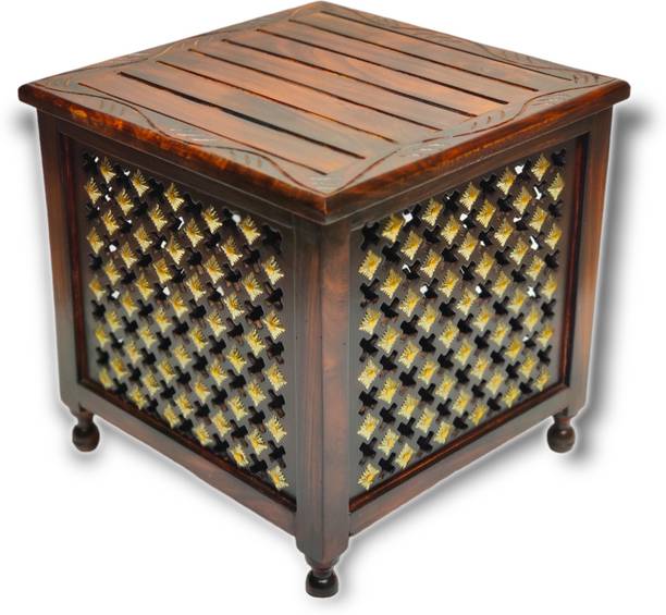 manzees Antique Premium Wooden Storage Stool with Centre Opening Lid, Bedroom Stool Stool