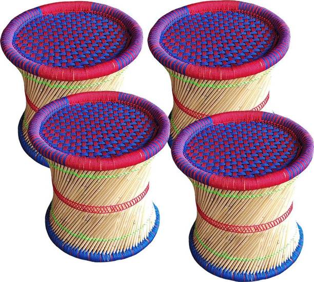 KISMAT COLLECTION Bamboo Mudda Stool, Chair For Living Room Round Shape Wooden Stool For Garden Outdoor & Cafeteria Stool