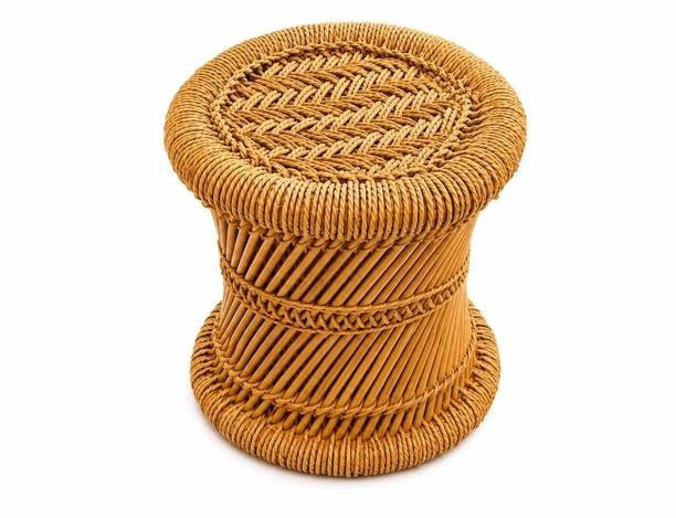 tengoriya Bamboo Mudda Stool Handmade Natural Woven Round Stool for Home Living Room Stool