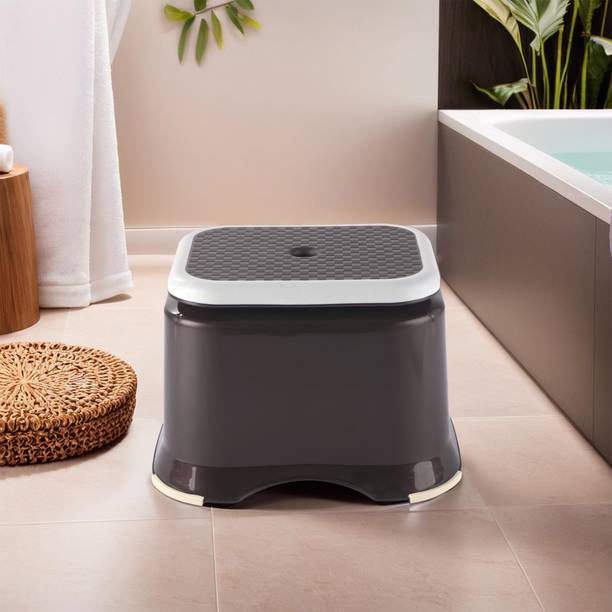 KUBER INDUSTRIES Ultra 10 Multiuses Durable Plastic Bathroom/Step/Sitting Stool, Patla (Brown) Stool