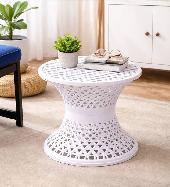 HOMESTIC Plastic Mesh Damroo Seating Stool|Both Sided Stool for Guestroom|White Stool