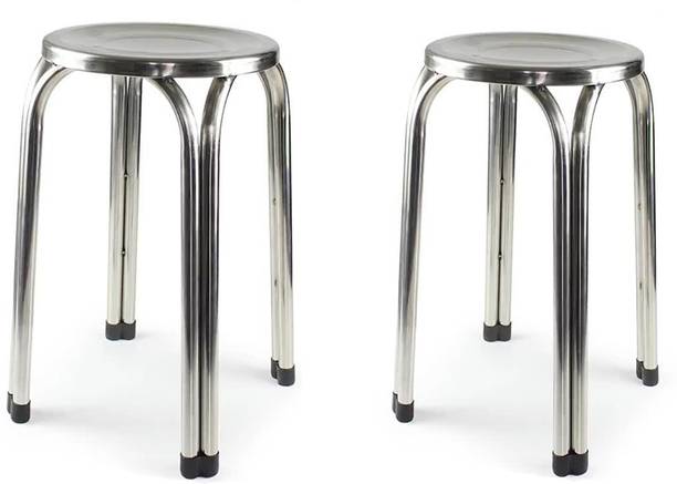 SOMRAJ Stainless Steel Stool for Home/Medical/Bathroom/Multipurpose Stool (2pc) Hospital/Clinic Stool