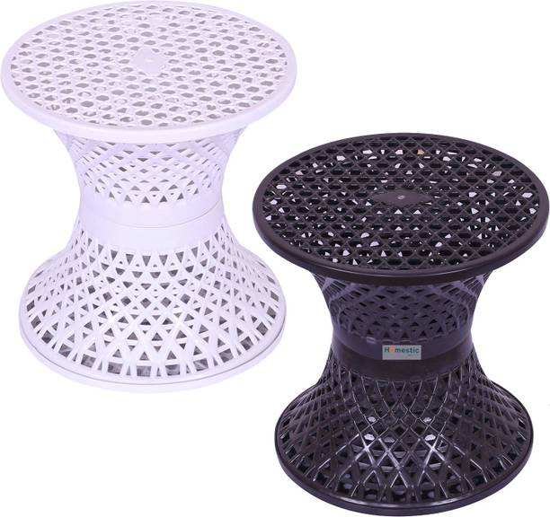 HOMESTIC Plastic Mesh Damroo Seating Stool|Both Sided Stool for Guestroom|Pack of2|Multi Stool
