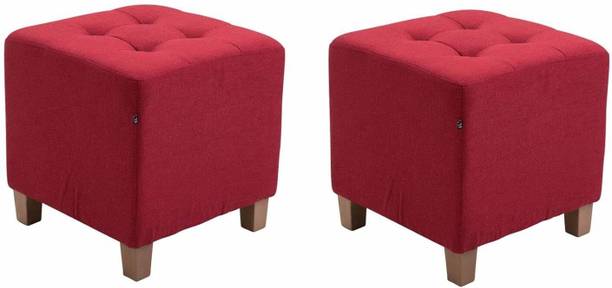 MartDecor Pack of 2 Small Footstool Ottoman Padded Footrest Setting Stool Square Stool Living & Bedroom Stool