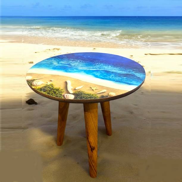 DearOrdane Store Antique Wooden Fold-able Coffee Table Ocean Theme 14" Stool