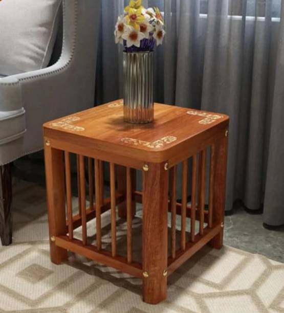 FARIQUE ART Solid Wood Square Side Stool| Multipurpose Wooden End Table | Living Room Living & Bedroom Stool