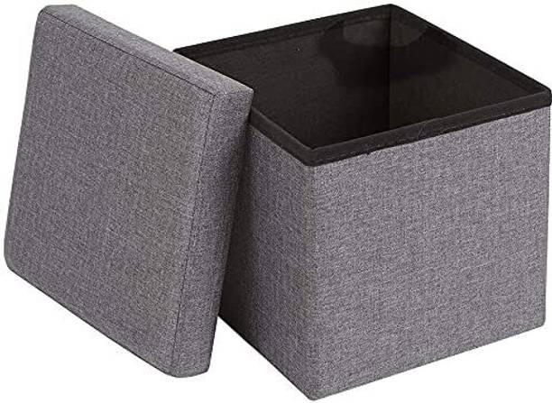 AQUABUCKET Cube Shape Sitting Stool with Storage Box Living Foldable Storage Bins Living & Bedroom Stool