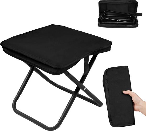 Voroly Portable Stool,13 Inch Folding Stool for Adults, Ultralight Black Camping Stools Outdoor & Cafeteria Stool