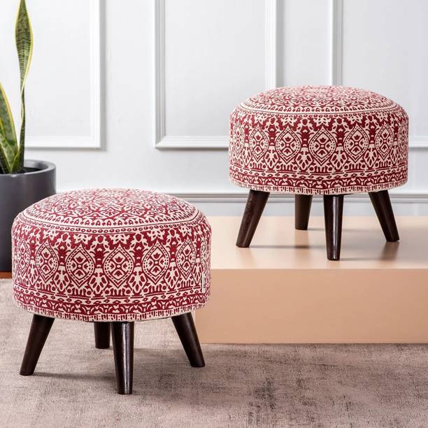 nestroots Set of 2 Stool for Living Room sitting printed ottoman Living & Bedroom Stool