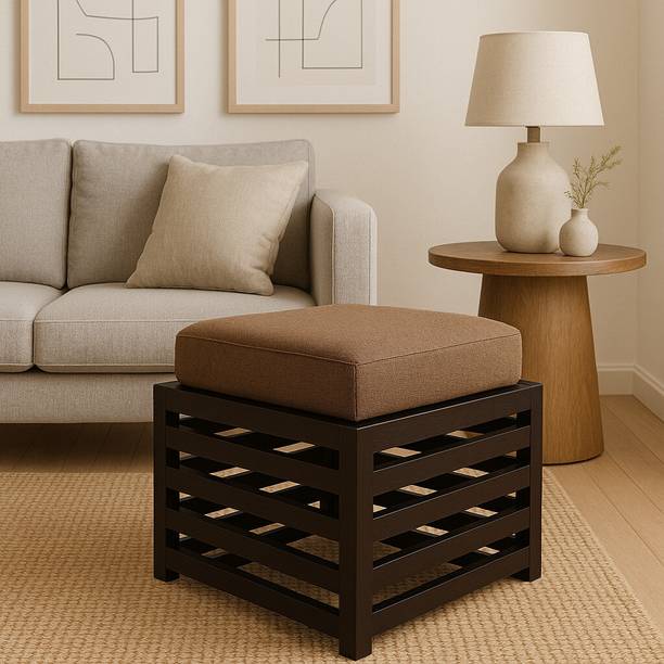 Woodilla Wooden Stool with Cotton Cover, Foot Stools – Multipurpose Footstool, Ottoman, Stool