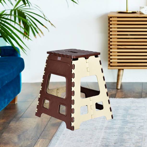 Heart Home Collapsible Stool Outdoor-Fishing-Gardening-Travel|Large|Cream & Brown Living & Bedroom Stool