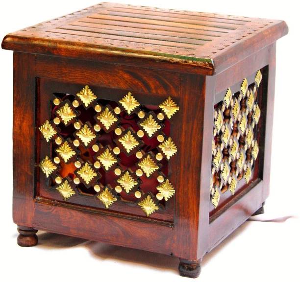 MAJESTIC MART Beautiful Antique Wooden Stool with Storage Multipurpose Home Use Stool For Living & Bedroom Stool