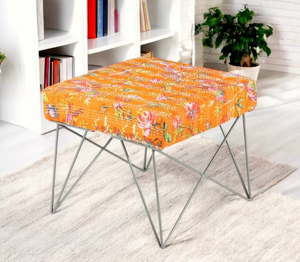 Ikiriya Asansol Sheesham Wood Mid Century Square Stool with Metal Legs Living & Bedroom Stool