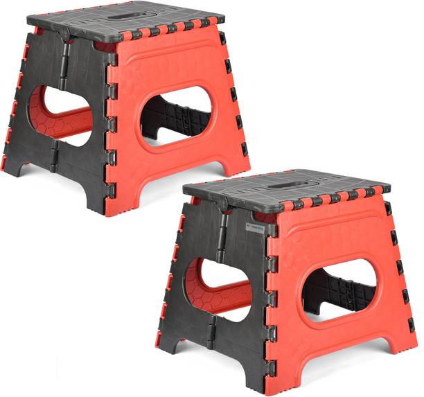 HOMESTIC Collapsible Stool Outdoor-Fishing-Gardening-Travel|Pack of 2|Small|Red & Black Stool