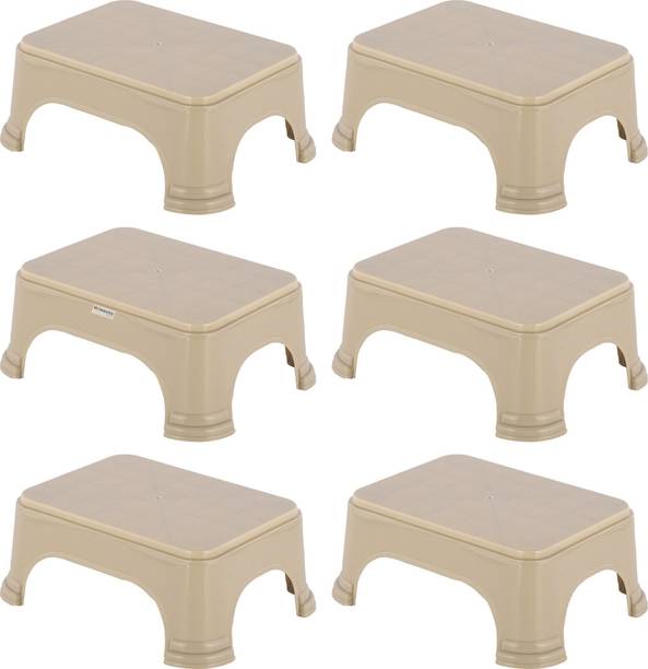 HOMESTIC Pack of 6 Durable Bathroom Stool for Bathing for Home | Plain - Beige Stool