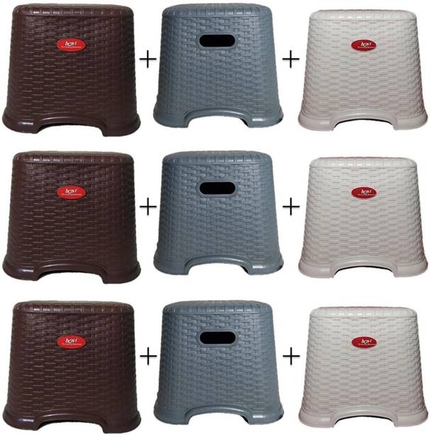 karan plastic hub combo Anti Skid Design Plastic Stool for Bathroom/Kitchen (pack of 3) Bathroom Stool