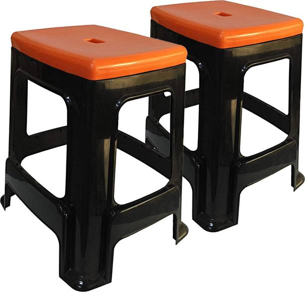 wow craft Heavy Duty Plastic Stool for Home, Office and Garden Orange Top Living & Bedroom Stool