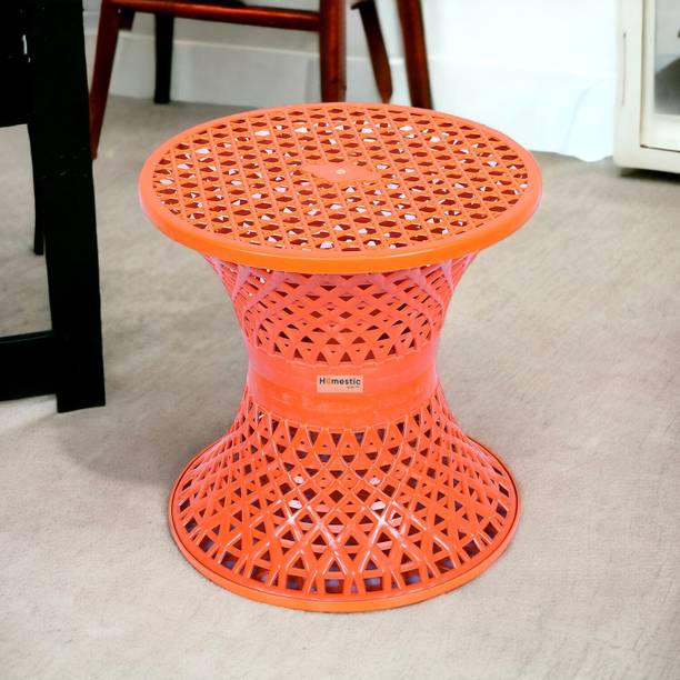 HOMESTIC Plastic Mesh Damroo Seating Stool|Both Sided Stool for Guestroom|Red Stool