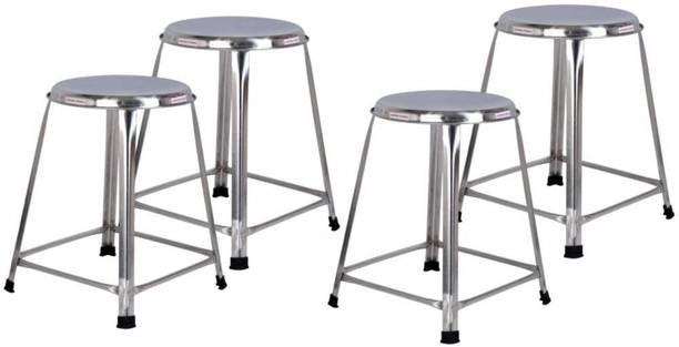 Lifetime Stools 16 Inch Pack of 4 Round Shape Stainless Steel Stool for Sitting Living & Bedroom Stool