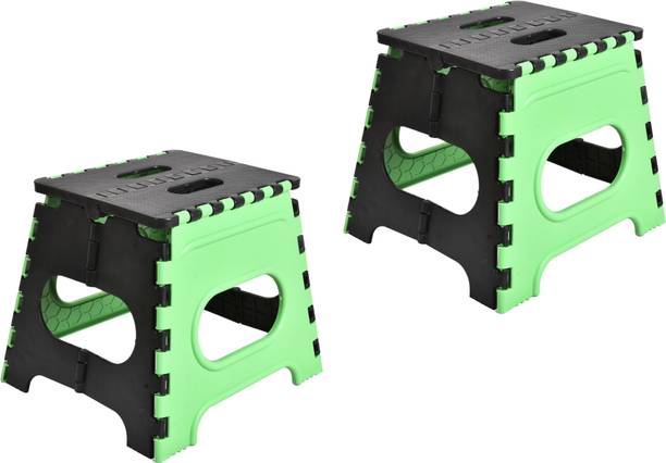 Umax 12 Inches Super Strong Folding Stool for Adults and Kids, Kitchen Stepping Stools, Garden Step Stool Kitchen Stool (Green & Black) 2 Pcs | COMBO PACK Stool
